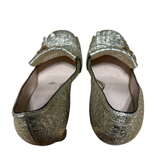 Gucci Gold Marmont Fringes High Heeled Platform Loafer Pumps - Picture 9 of 10